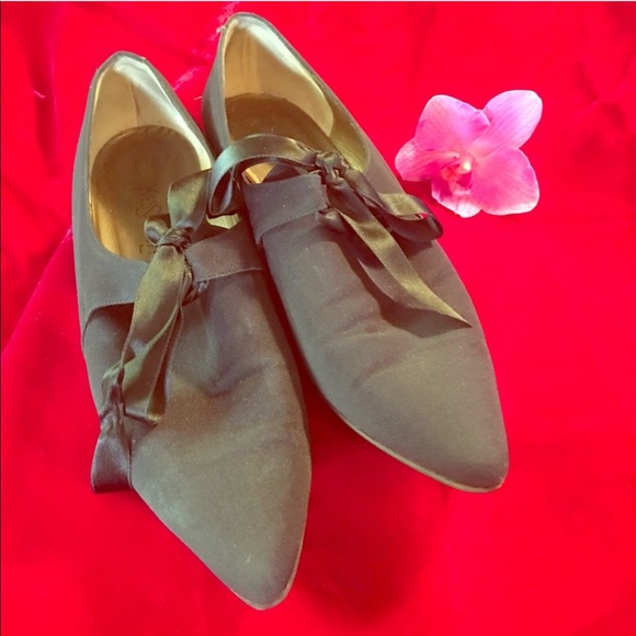 Rare Vintage YVES SAINT LAURENT ribbon tie loafers 80s? 90s? - Picture 1 of 12